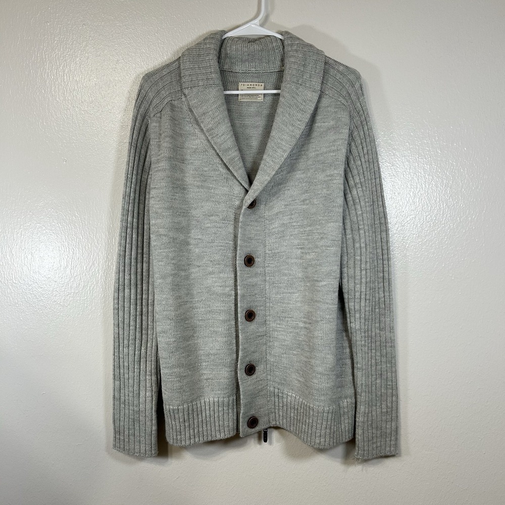 NWOT 7 Diamonds Men's Wool Blend‎ Zip Up Button Combo Cardigan Preppy Heritage